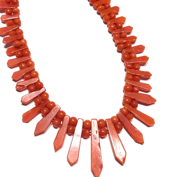 Vintage Art Deco Mediterranean Red Coral Necklace - Picture 5 of 6